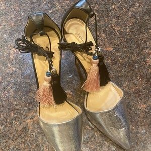 JCrew Silver Stilletto Heels with Tassels 11